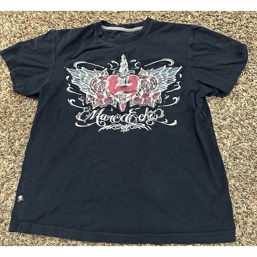 Vintage 2000s Y2K Marc Ecko Clown Graphic T Shirt Faded Black Size Medium